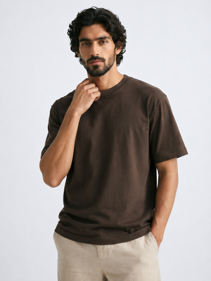Men’s Organic Cotton Regular Fit T-Shirt Chocolate Brown