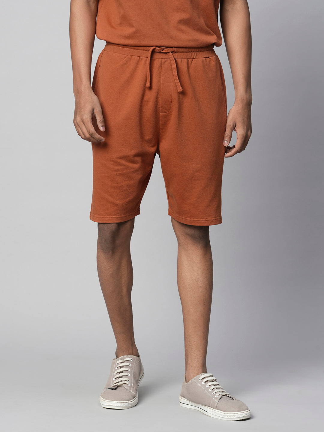 Men's Rust Cotton Regular Fit Shorts