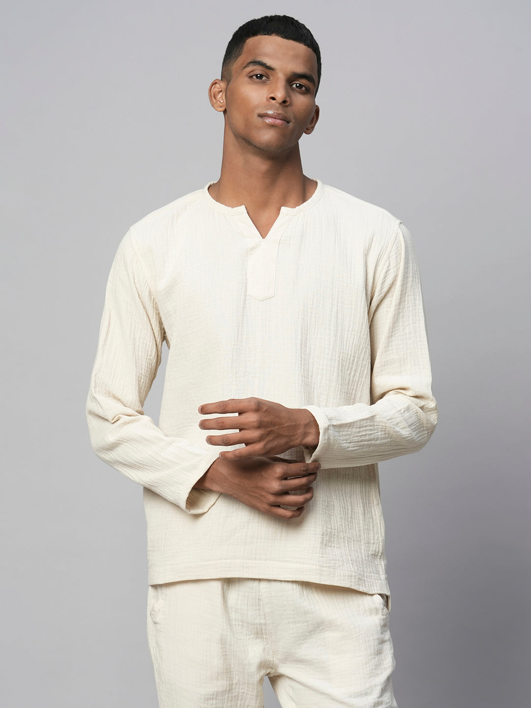 Men's Offwhite Cotton Regular Fit Kurta Shirt