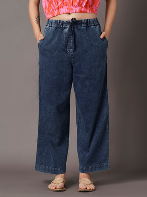 Women’s Cotton Straight Fit Pant Denim Blue