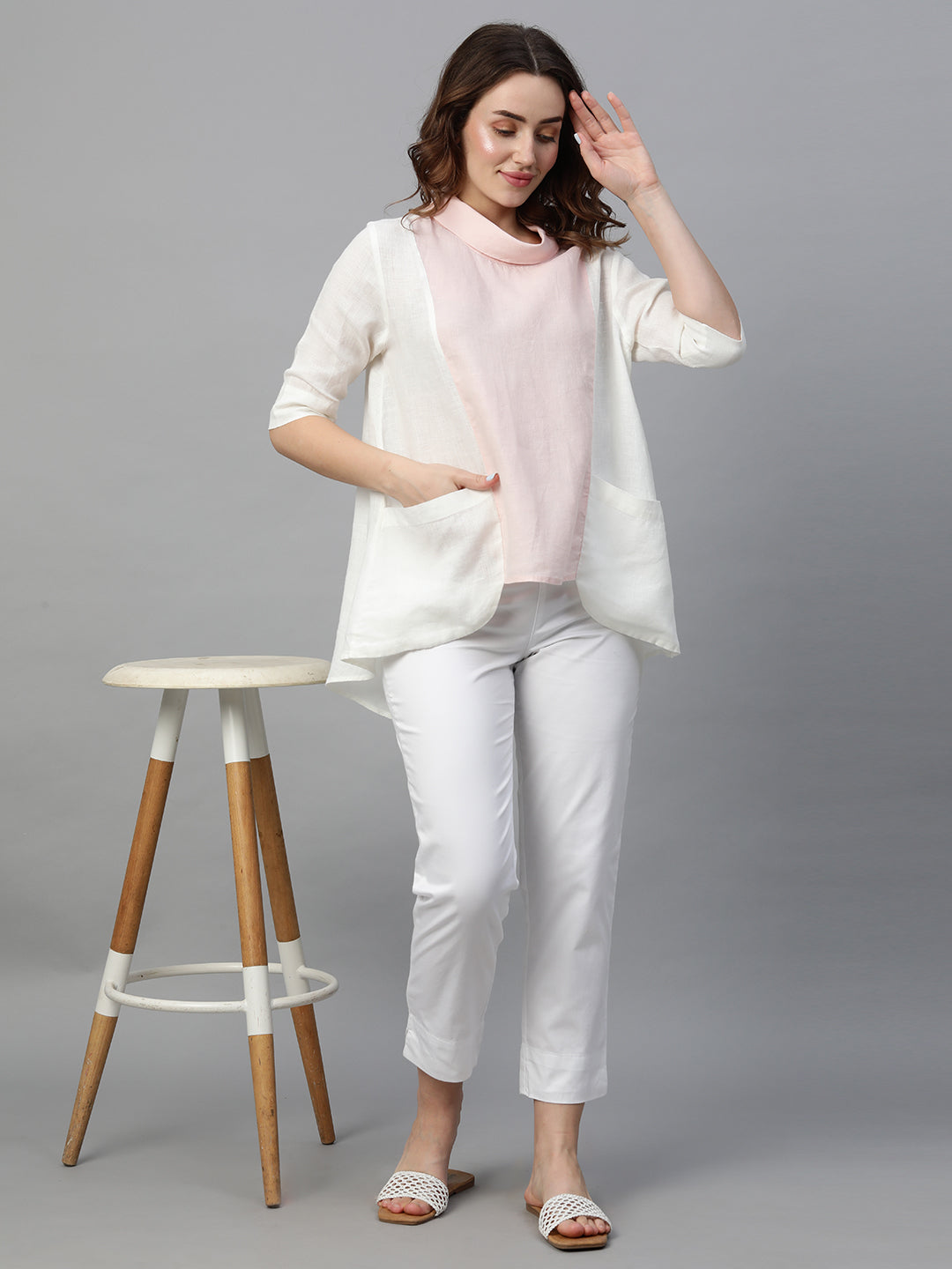 Buy Women s Linen Semi Formal Wear Regular Fit Blouse Cottonworld