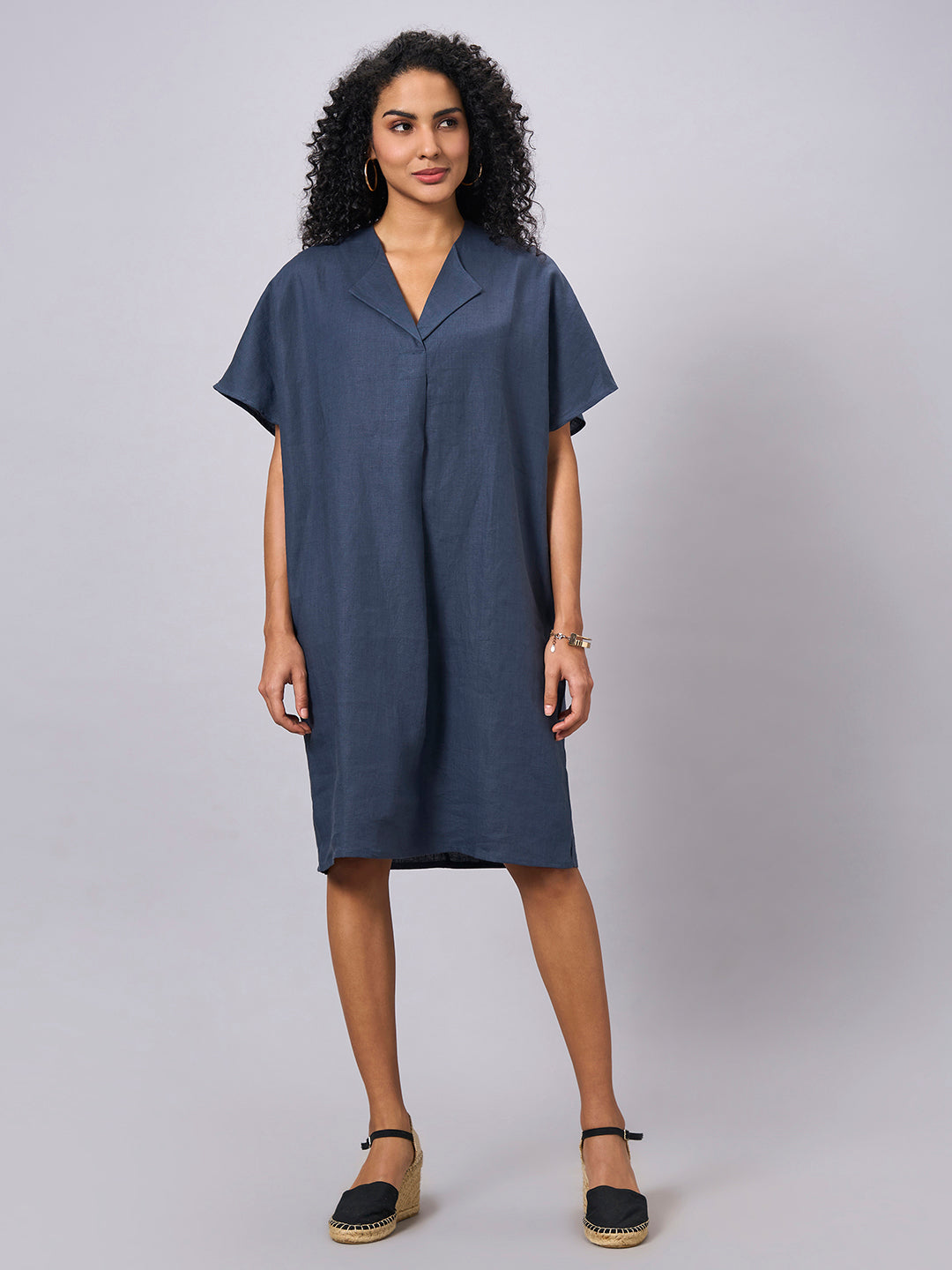 Buy Women's 100% Linen Casual Wear Boxy Fit Dress|Cottonworld Buy Women's 100% Linen Casual Wear Boxy Fit Dress|Cottonworld