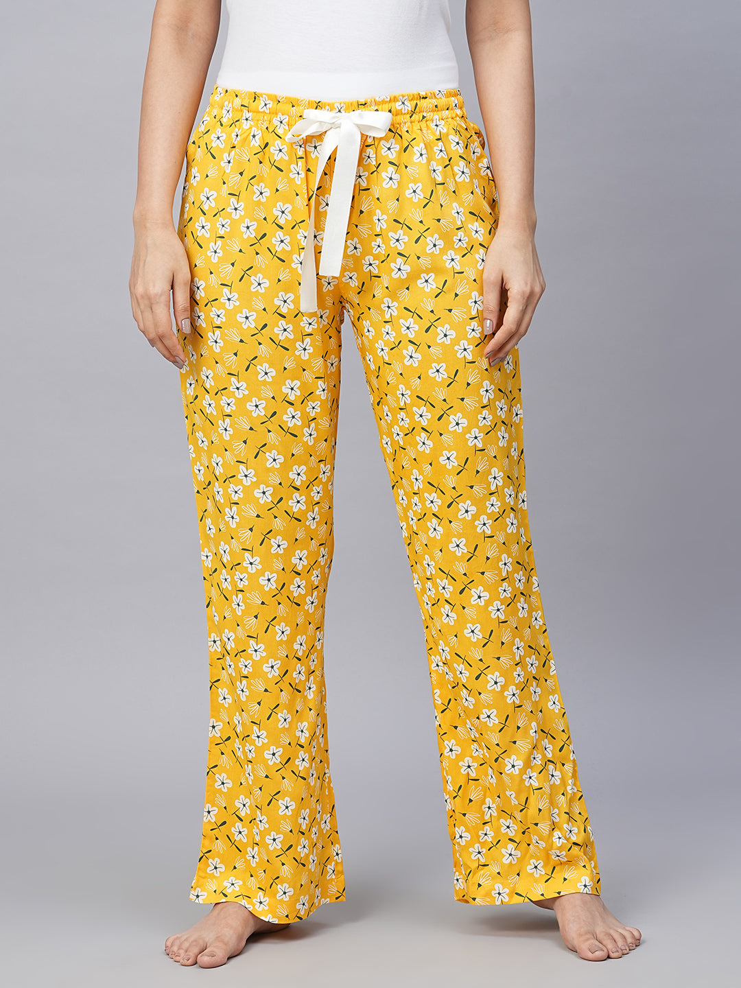 Women's Yellow Viscose Regular Fit Pajama