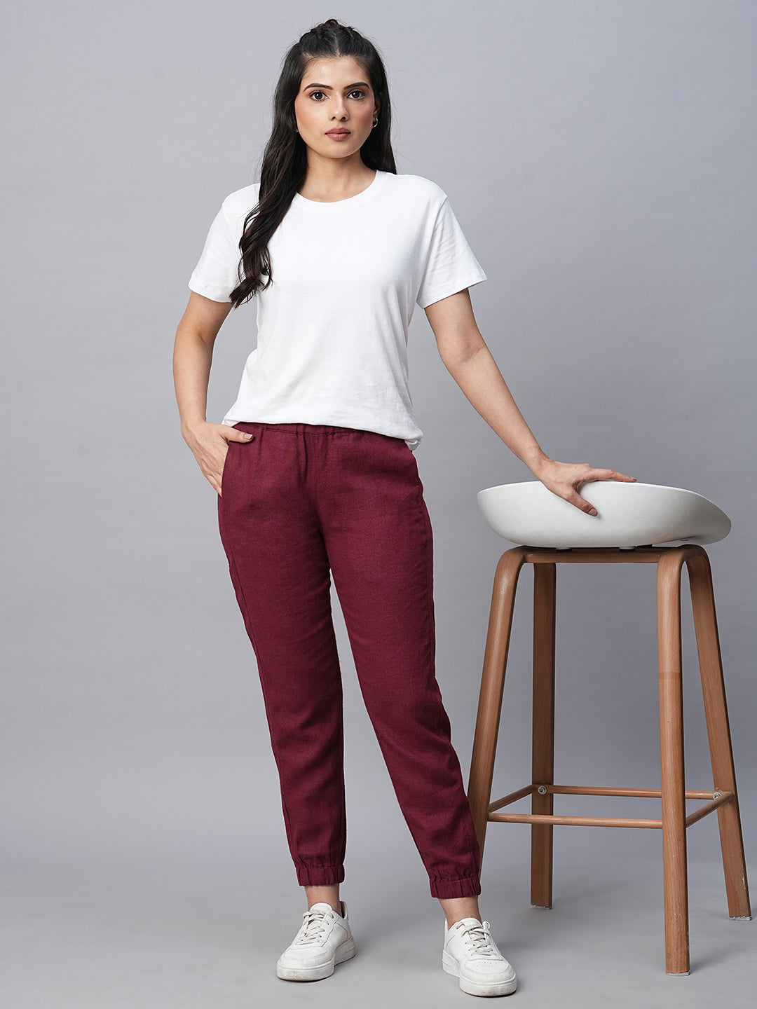 Buy Women's Linen Viscose Casual Wear Jogger Pants|Cottonworld