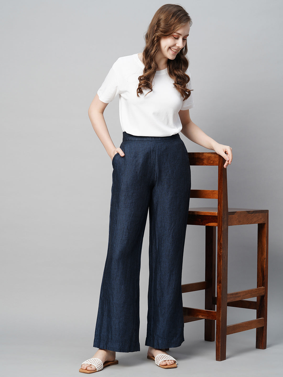 Buy Women's Linen Semi-Formal Wear Straight Fit Pants