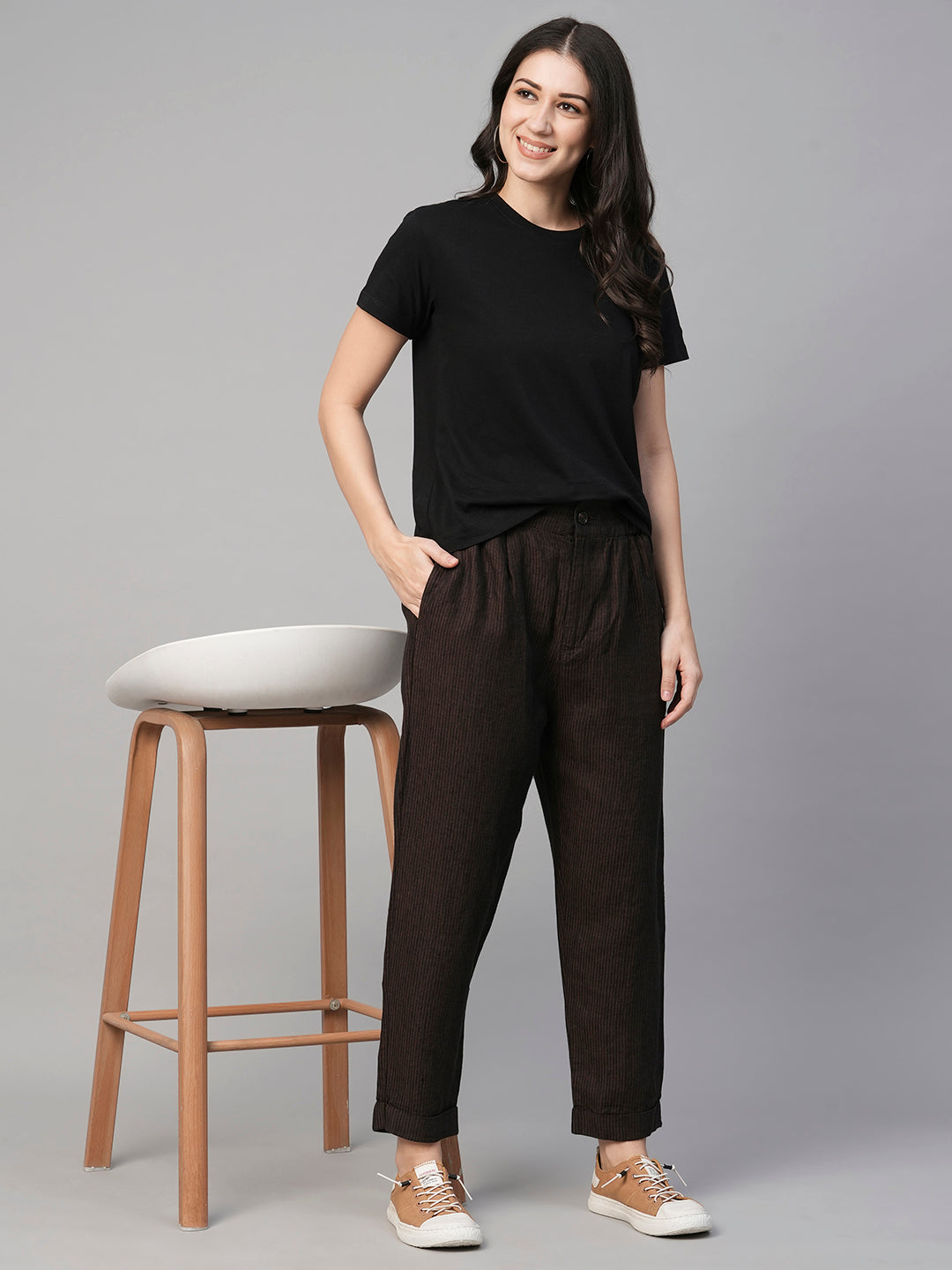 Black Linen Trousers For Women