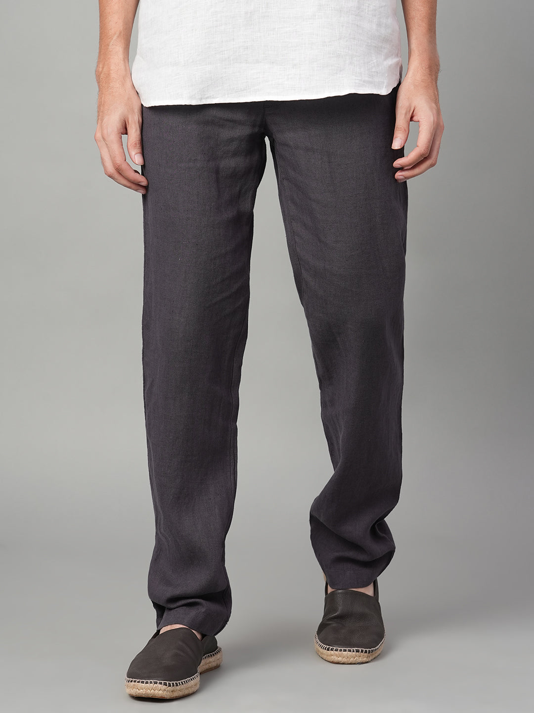 Men's Slate 100% Linen Regular Fit Pant