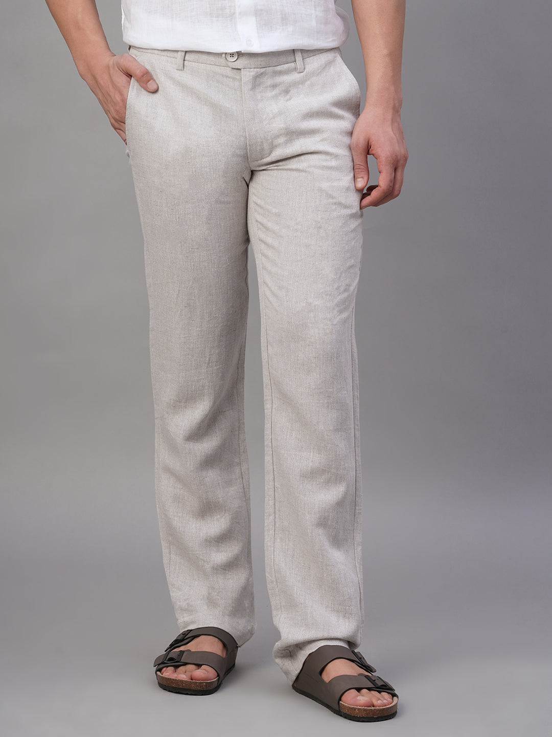 Men's Natural Linen Excel Regular Fit Pant