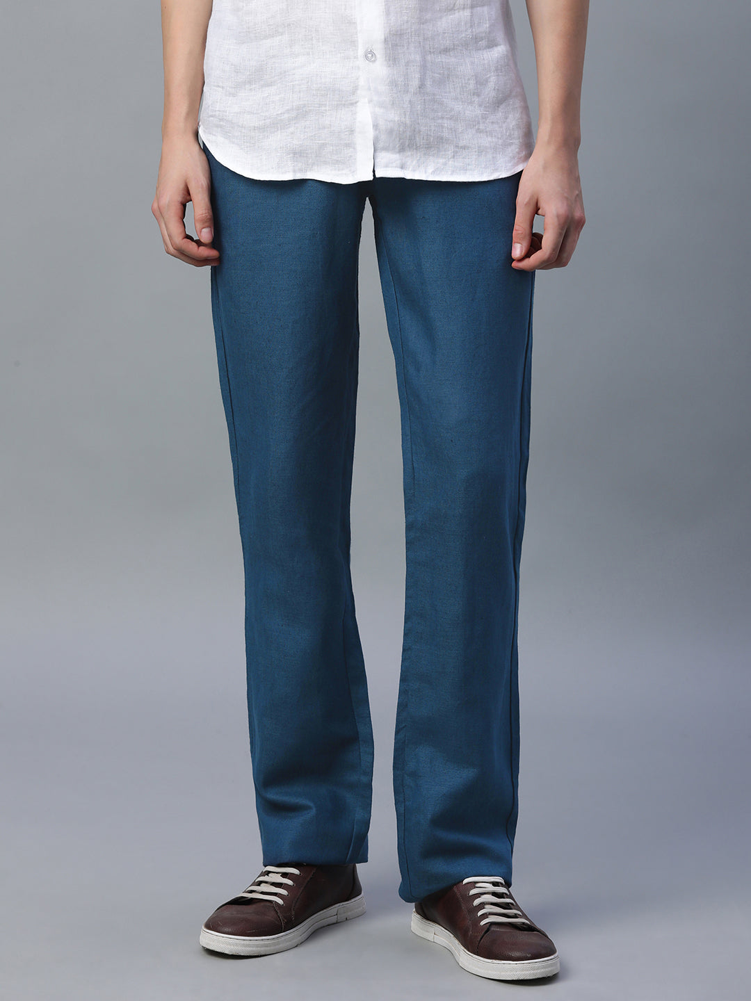 Men's Navy Linen Excel Regular Fit Pant