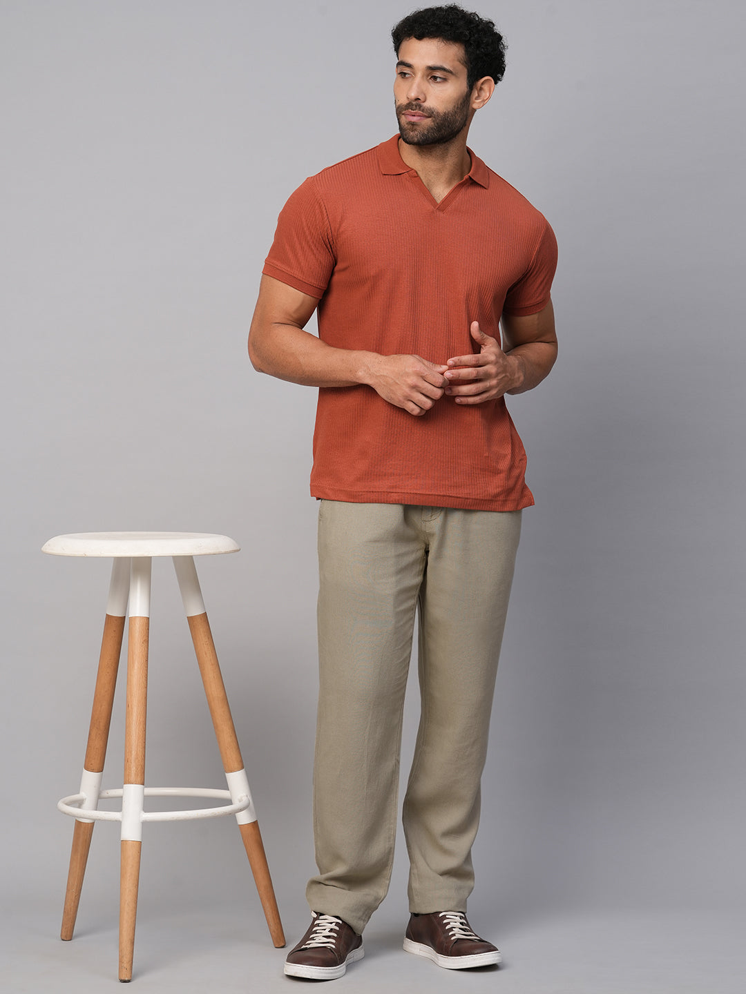 Men's Natural Linen Viscose Regular Fit Pant