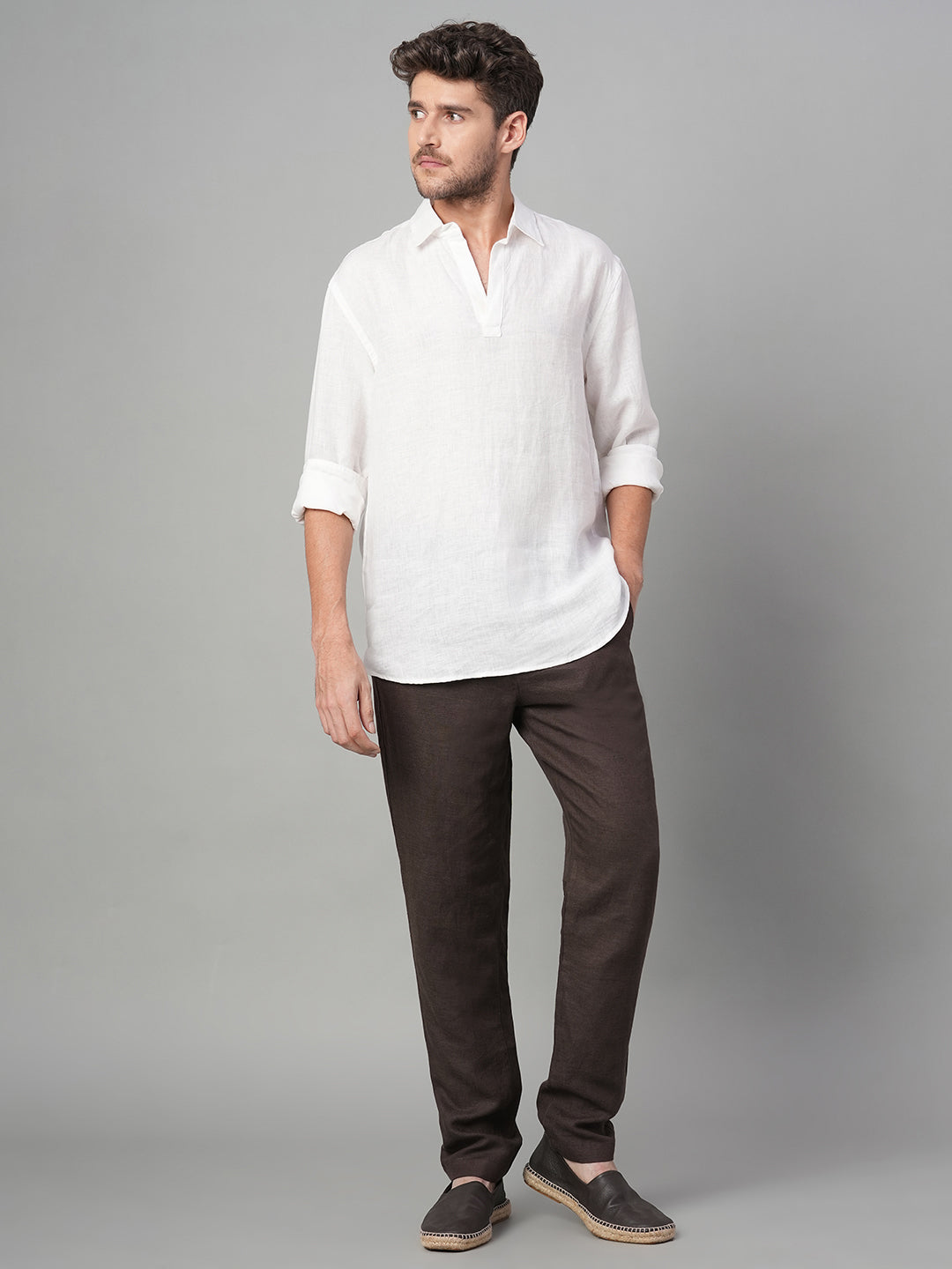 Men's Brown Linen Excel Regular Fit Pant