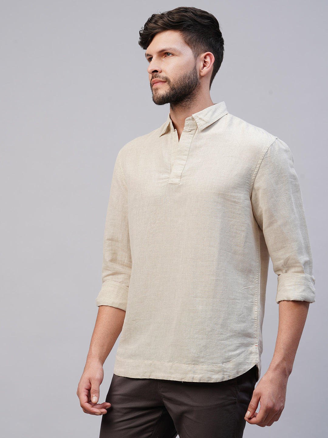 Men's Natural 100% Linen Kurta Shirt