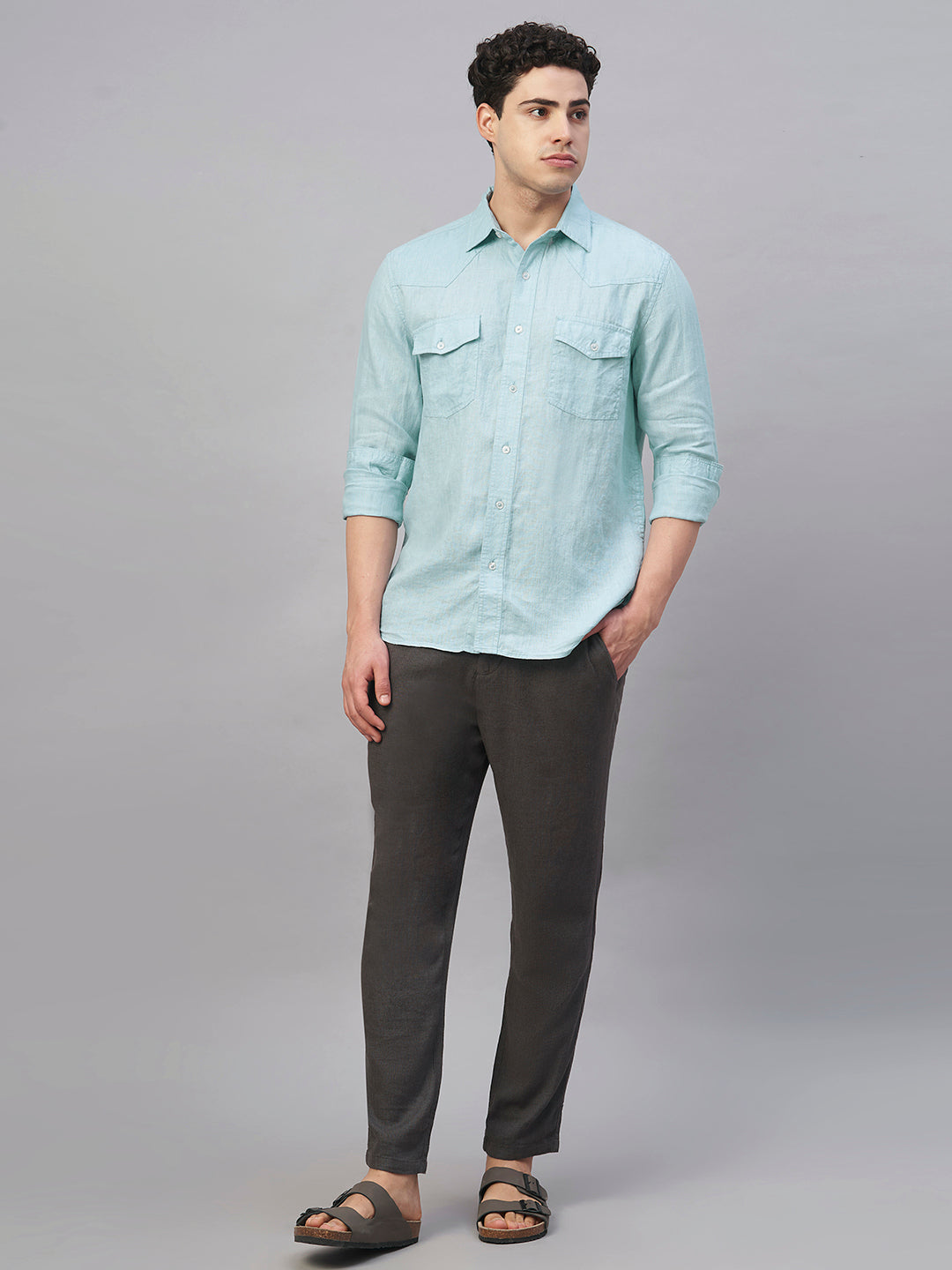 Men's Sky 100% Linen Regular Fit Shirt
