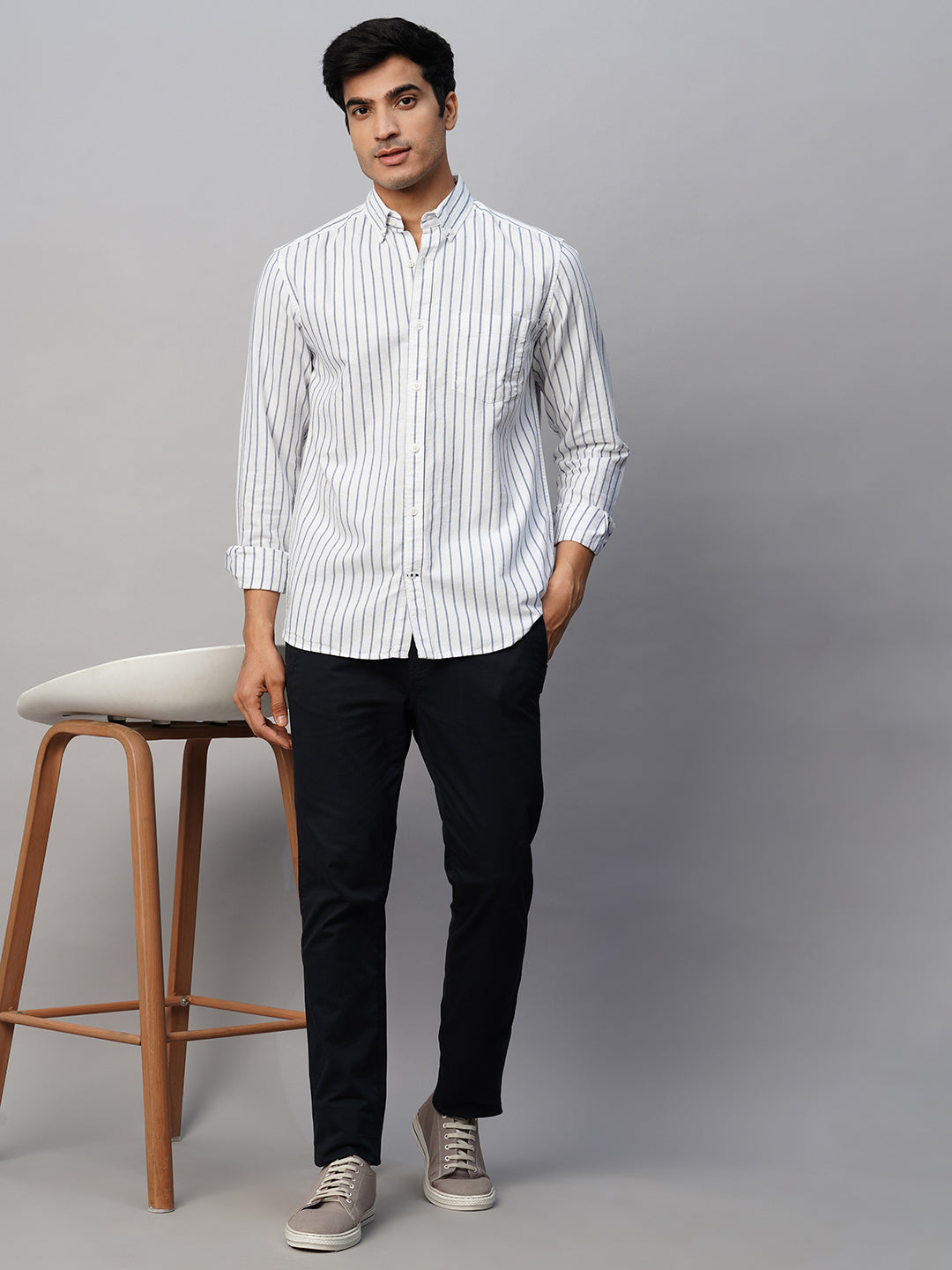 Regular Fit Long-sleeved Shirt - White - Men