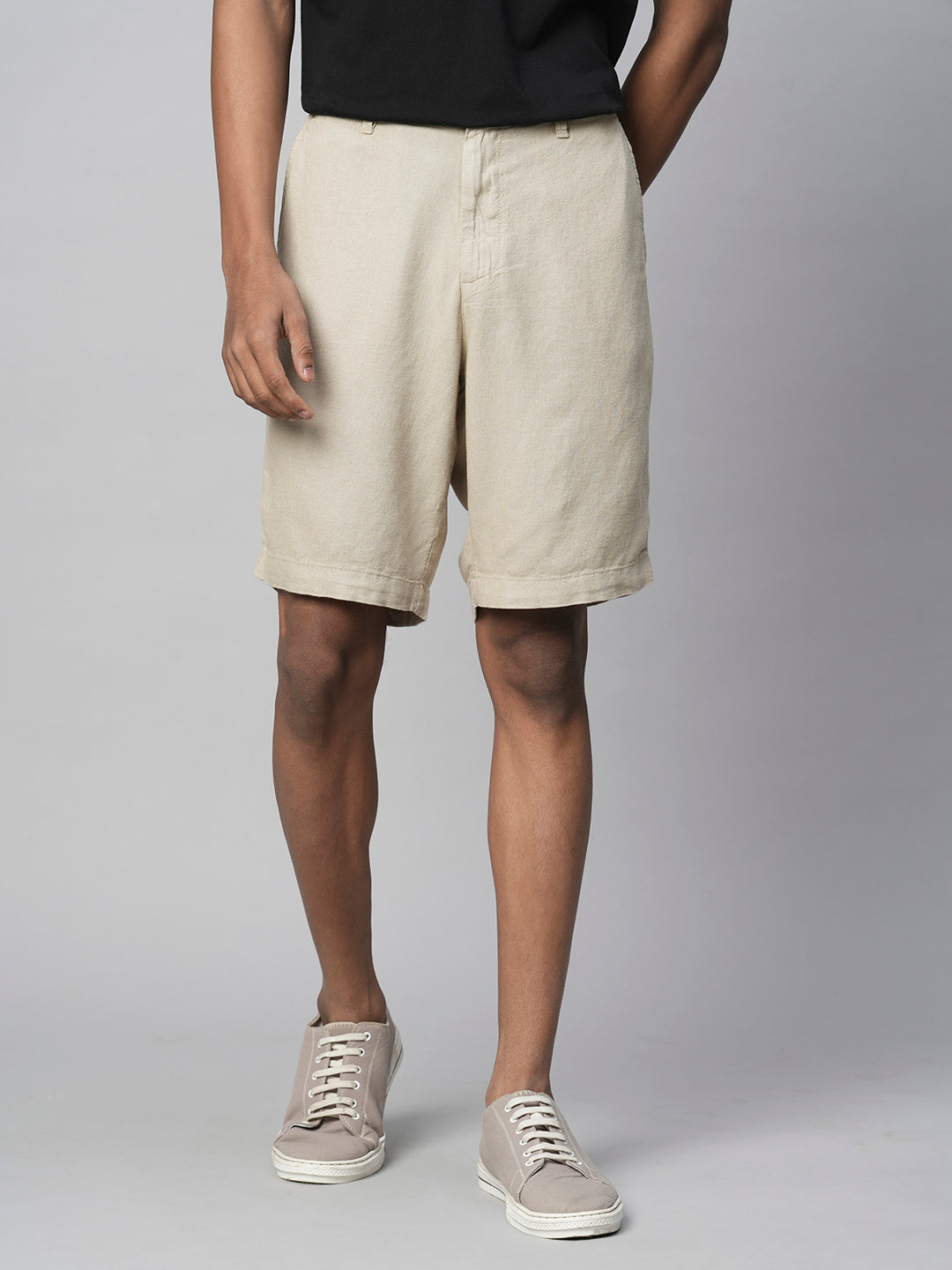 Men's Natural Linen Viscose Regular Fit Shorts