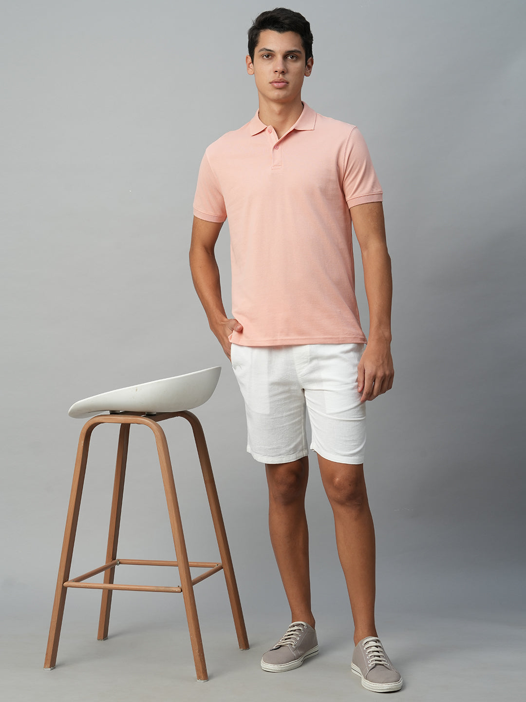 Men's White Linen Regular Fit Drawstring Shorts