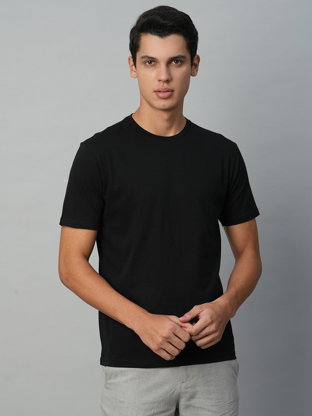 Men's Black 100% Cotton Regular Fit Tshirt