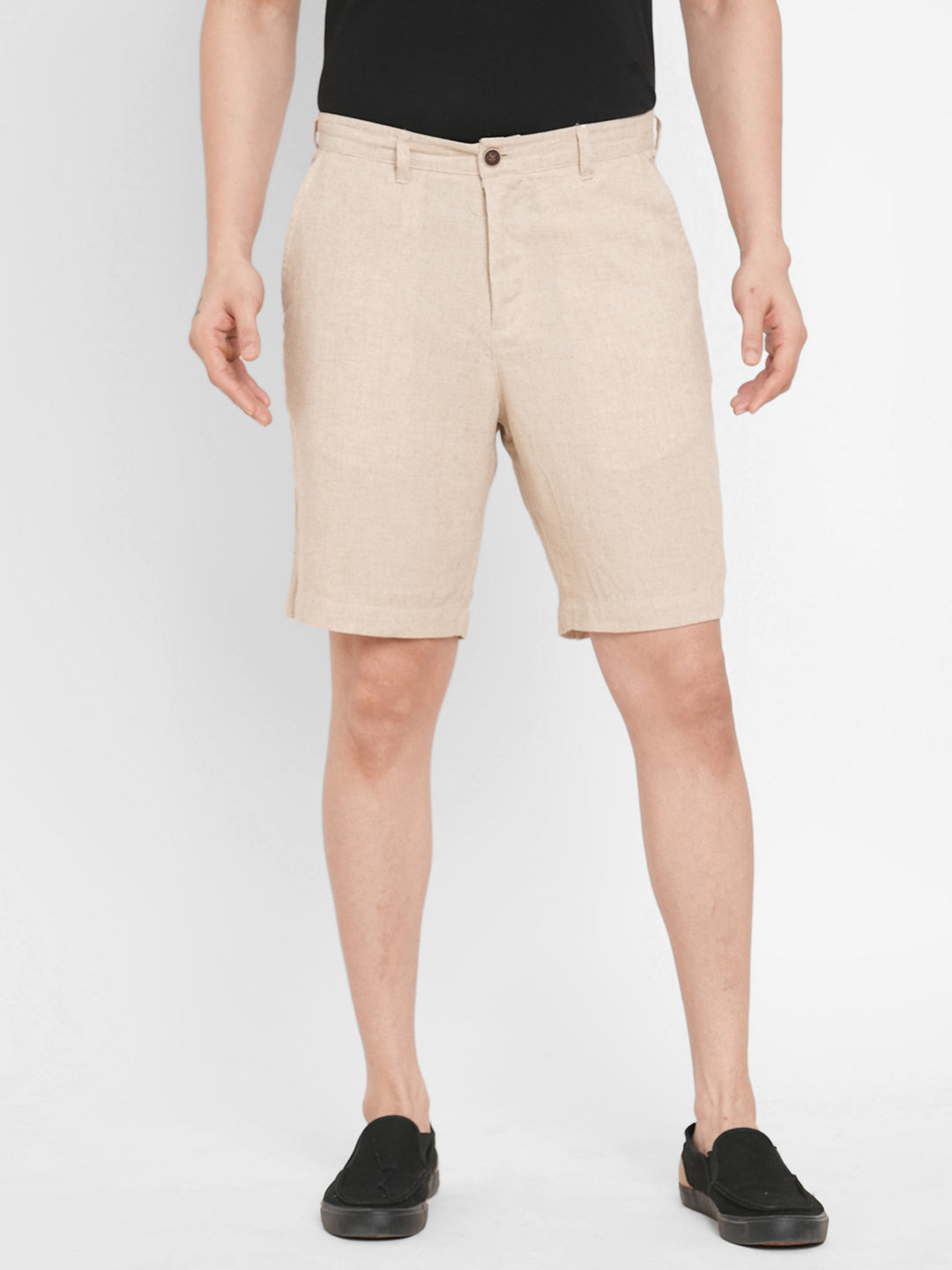 Mens Natural Linen Viscose Regular Fit Shorts