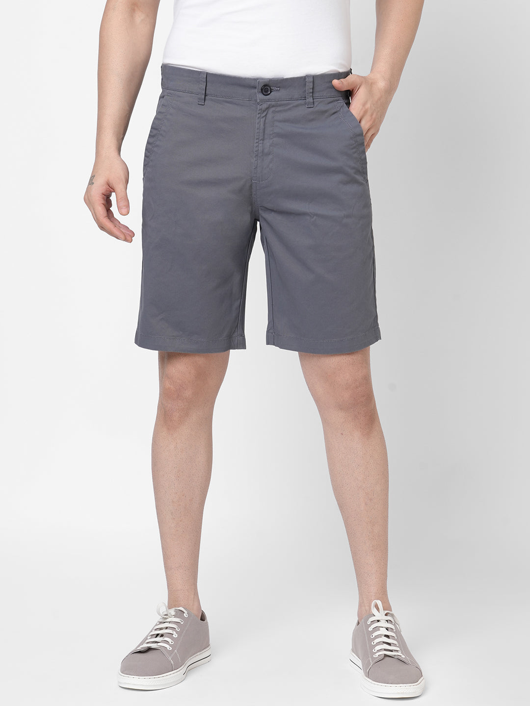 Men's Slate Cotton Lycra Regular Fit Shorts