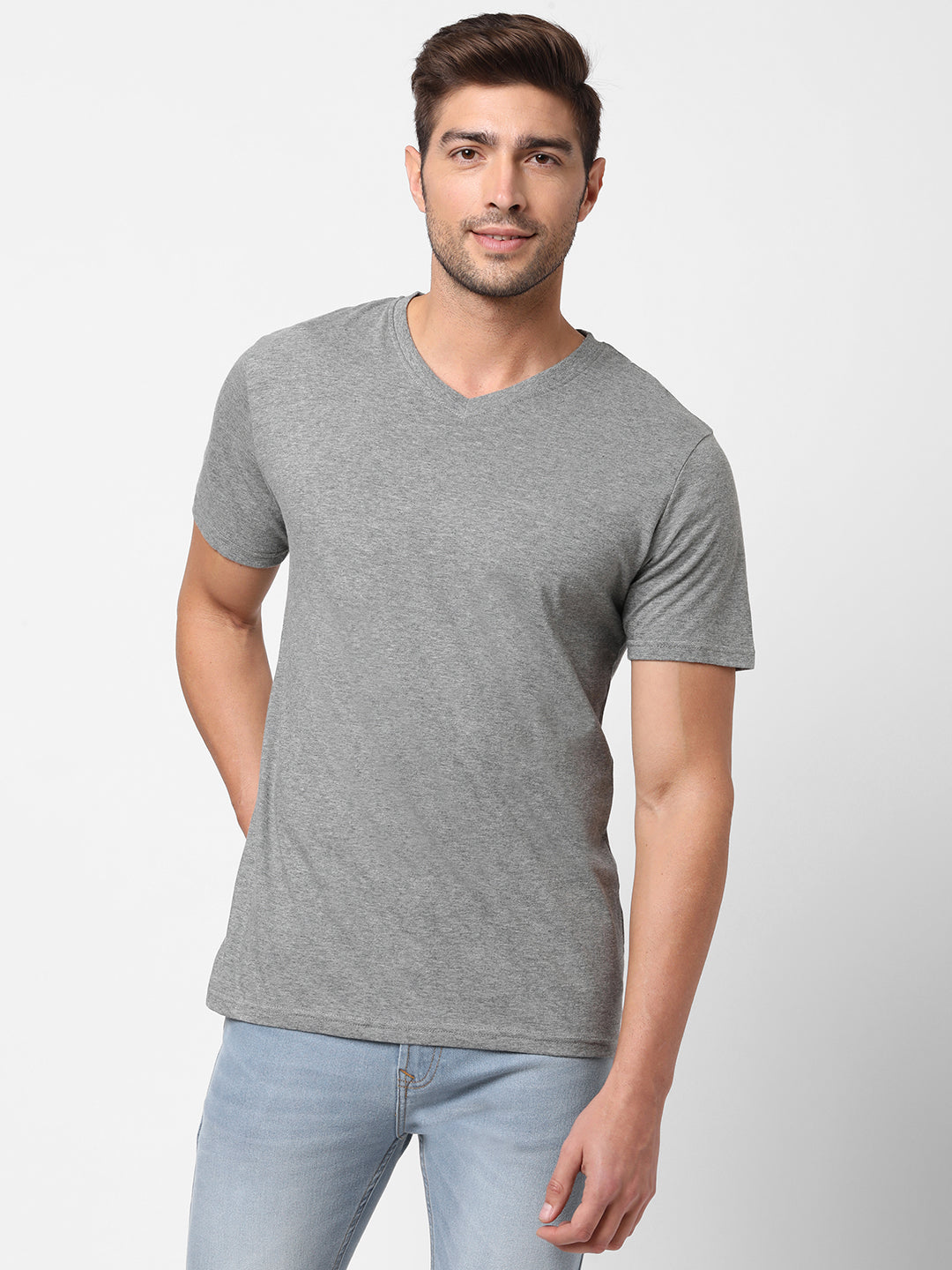 Light Grey Tshirt | Mens Casual Regular Fit Cotton Tshirt