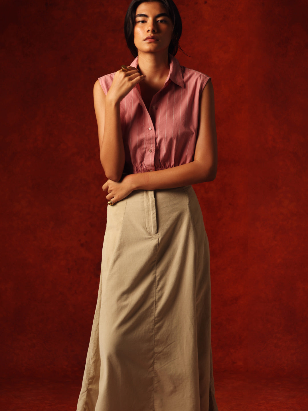 Women's Sand Cotton Regular Fit Skirt