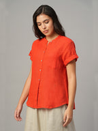 Women's Coral 100% Linen Regular Fit Blouse