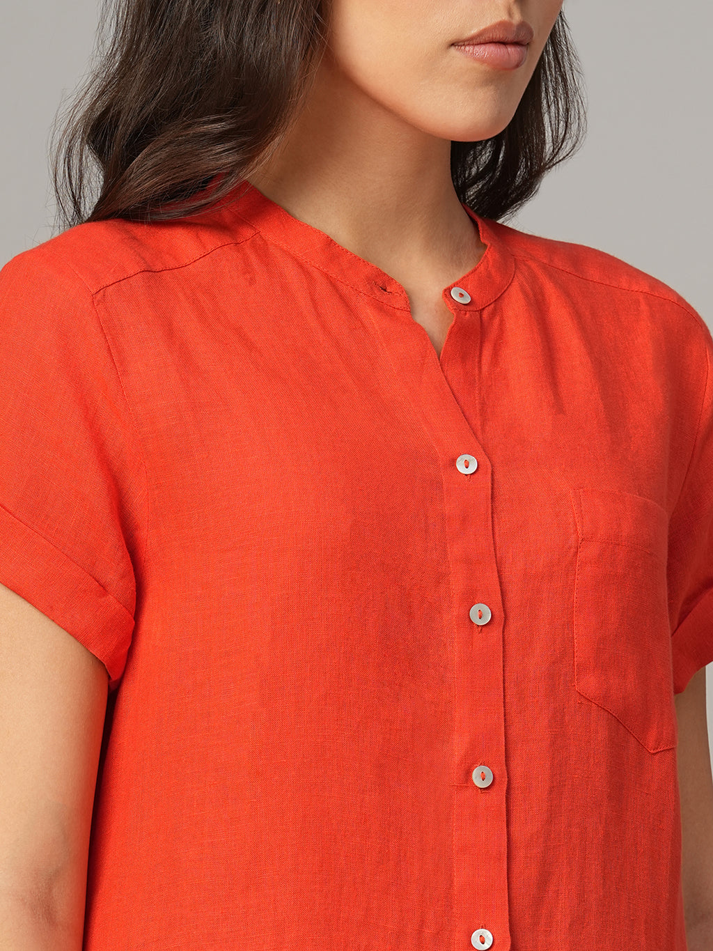 Women's Coral 100% Linen Regular Fit Blouse