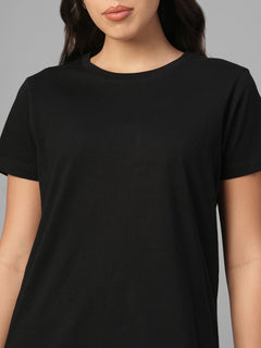 Women's Black 100% Organic Cotton Regular Fit Tshirt