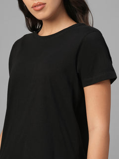 Women's Black 100% Organic Cotton Regular Fit Tshirt
