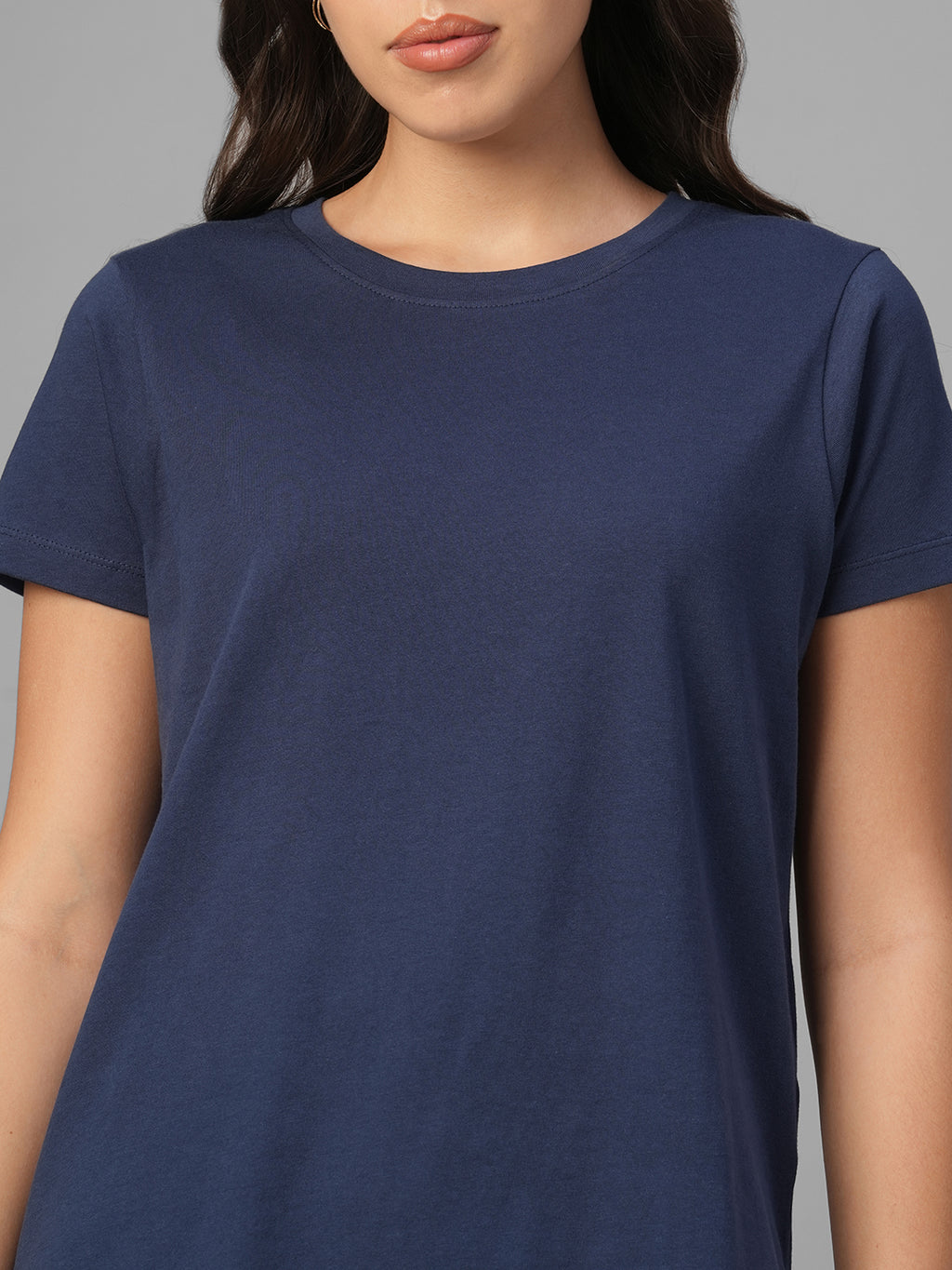 Women's Blue 100% Organic Cotton Regular Fit Tshirt