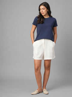 Women's Blue 100% Organic Cotton Regular Fit Tshirt