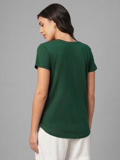 Women's Green 100% Organic Cotton Regular Fit Tshirt