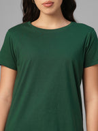 Women's Green 100% Organic Cotton Regular Fit Tshirt