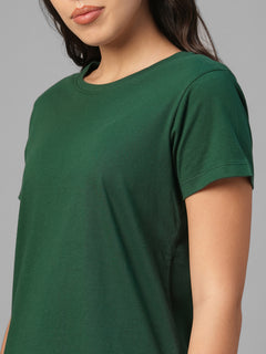 Women's Green 100% Organic Cotton Regular Fit Tshirt