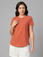 Women's Rust 100% Organic Cotton Regular Fit Tshirt