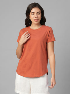 Women's Rust 100% Organic Cotton Regular Fit Tshirt