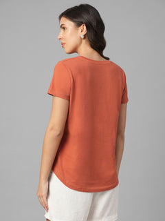 Women's Rust 100% Organic Cotton Regular Fit Tshirt