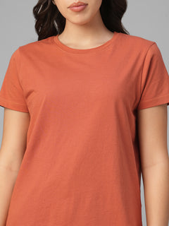 Women's Rust 100% Organic Cotton Regular Fit Tshirt