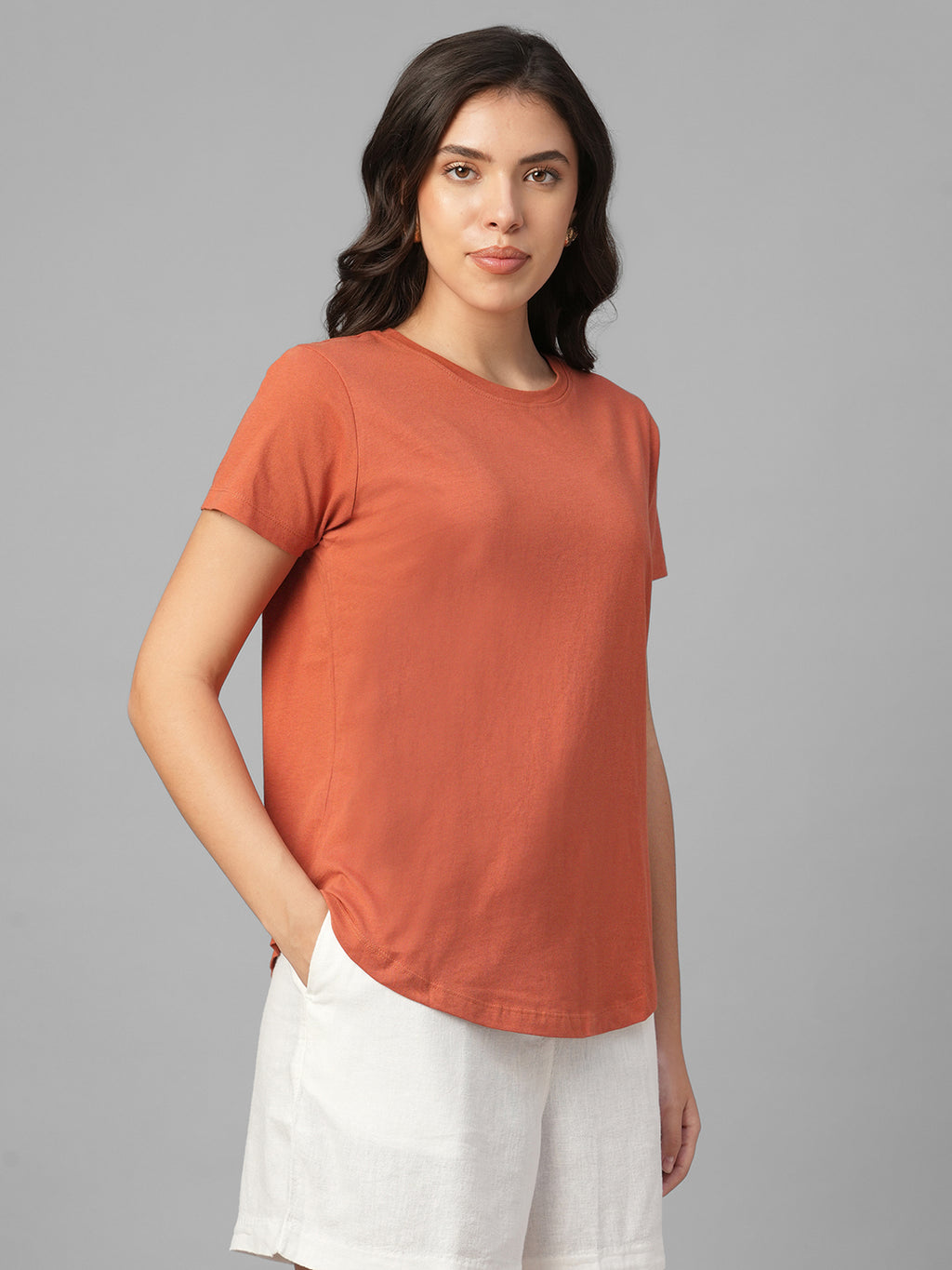 Women's Rust 100% Organic Cotton Regular Fit Tshirt