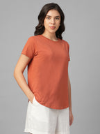 Women's Rust 100% Organic Cotton Regular Fit Tshirt
