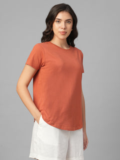Women's Rust 100% Organic Cotton Regular Fit Tshirt
