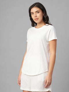 Women's White 100% Organic Cotton Regular Fit Tshirt