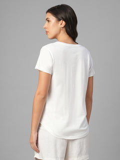 Women's White 100% Organic Cotton Regular Fit Tshirt