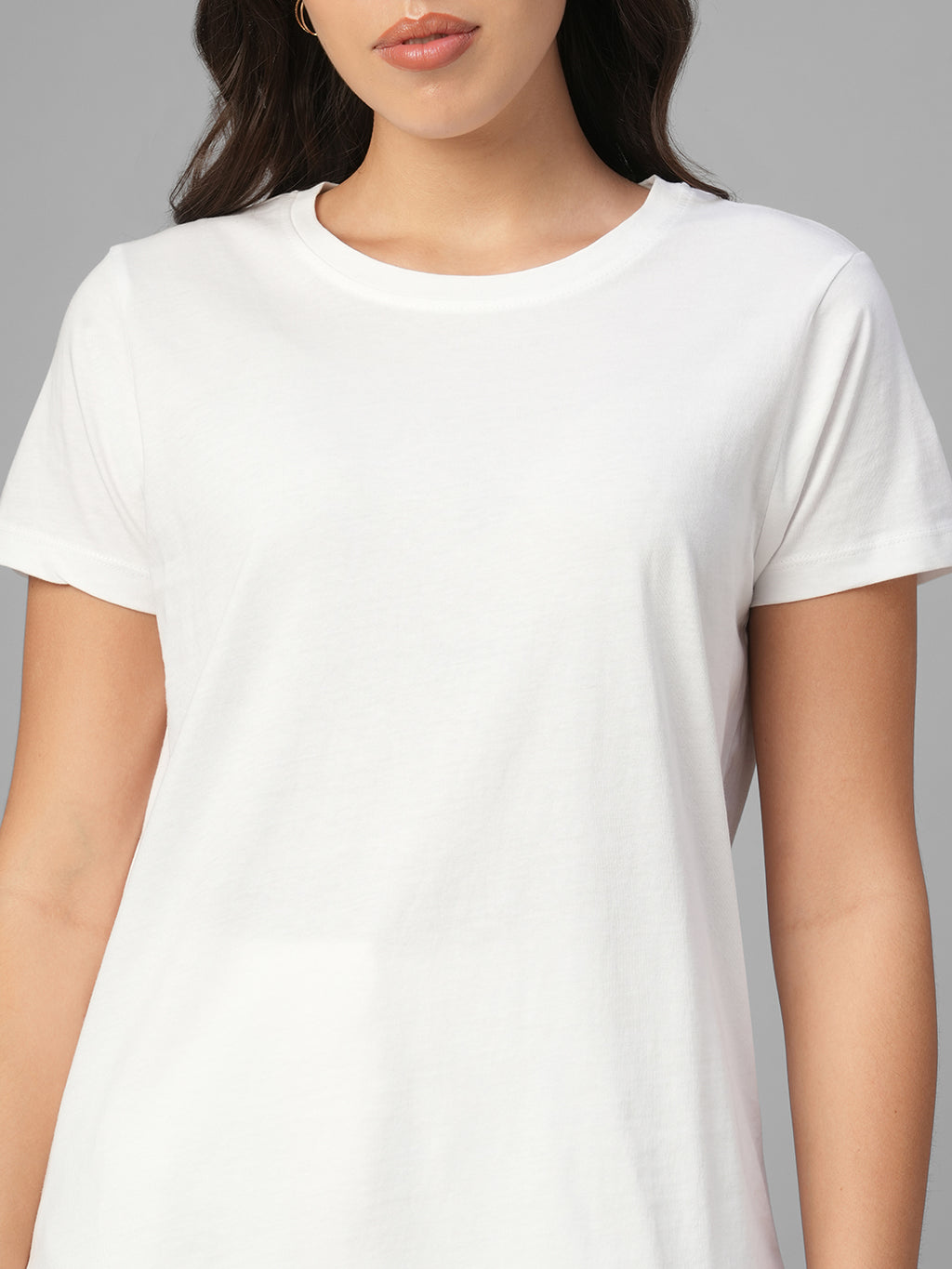 Women's White 100% Organic Cotton Regular Fit Tshirt