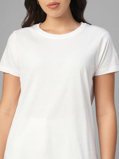 Women's White 100% Organic Cotton Regular Fit Tshirt