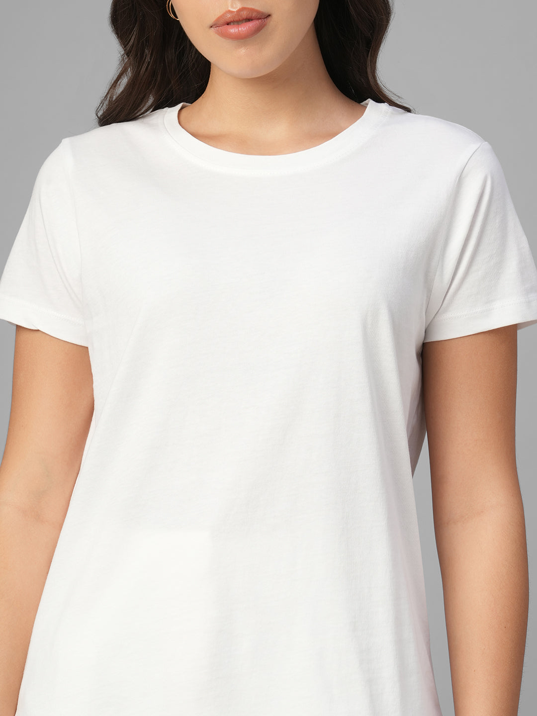 Women's White 100% Organic Cotton Regular Fit Tshirt