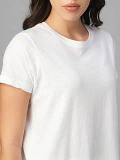 Women's White 100% Organic Cotton Regular Fit Tshirt