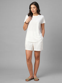 Women's White 100% Organic Cotton Regular Fit Tshirt