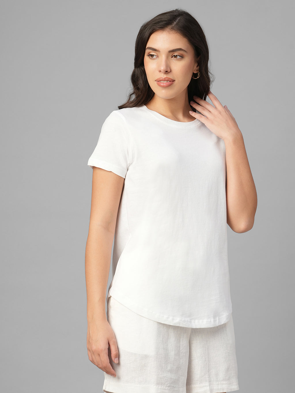 Women's White 100% Organic Cotton Regular Fit Tshirt