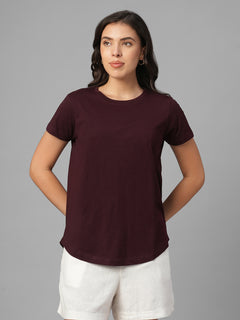 Women's Wine 100% Organic Cotton Regular Fit Tshirt